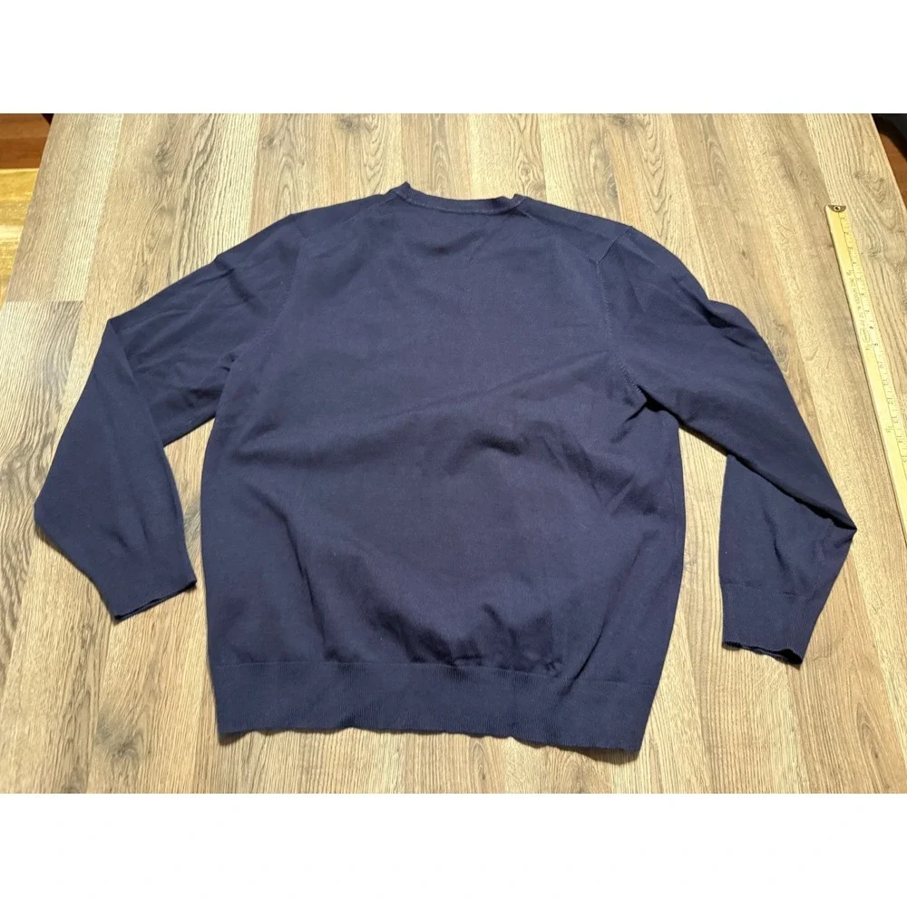 Lands' End Sweater Men's Size Large Black V-neck Pullover Long Sleeve